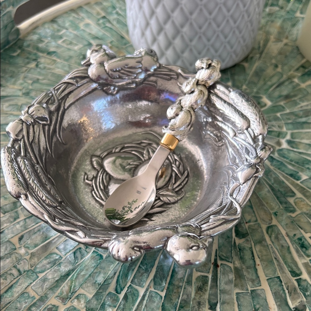 Silver Decorative Bowl with Spoon Set